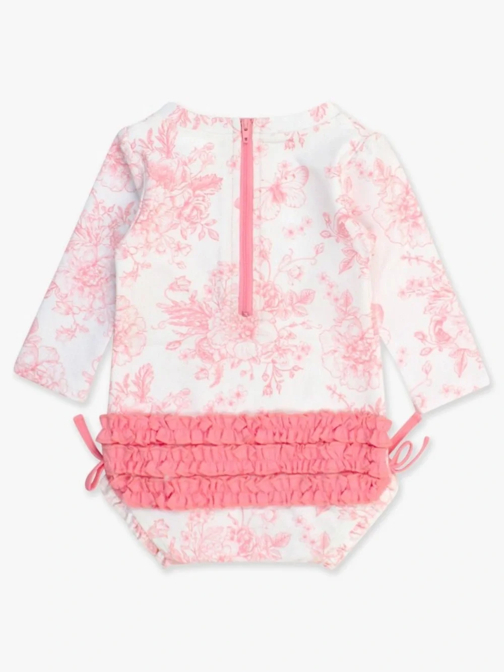 NWT Rufflebutts Long Sleeve One Piece Bubblegum Pink Butterfly Garden 3T